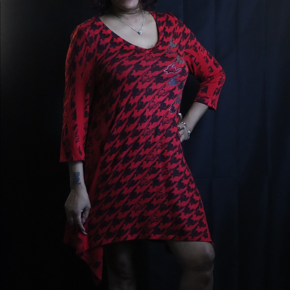 Red & black pattern dress